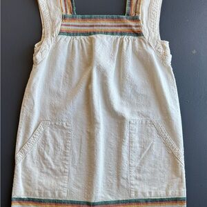 Faherty Cream and Green Embroidered dress